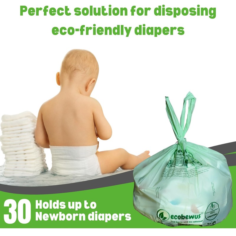 ECOBEWUS 2.6 Gallon 100% Compostable Bags Handle Tie (110 Bags)