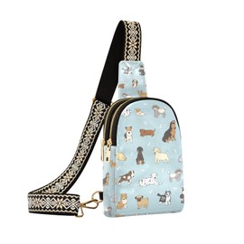 NCRJCZQL Cute Dog Crossbody Sling Bag for Women Leather Shoulder Chest Bag Small Fanny Pack for Hiking Travel