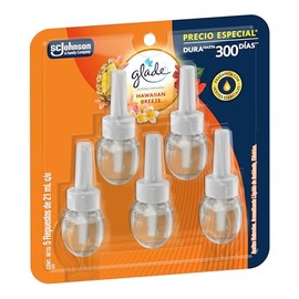 Glade Aromatizante para Hogar Eléctrico Hawaiian Breeze, 5 Repuestos 21 ml