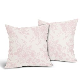 Vintage Floral Pillow Covers 18x18 Inch Set of 2 Light Pink and Cream Floral Throw Pillow Covers Chinoiserie Flower Pillowcases Rustic Farmhouse Cushion Covers for Couch Home Decor