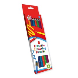 Kids Create Erasable Colouring Pencils in Box with Eraser - Pack of 8