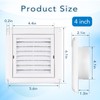 4’’ Louvered Dryer Vent Cover, White Plastic Louvered Outdoor Dryer