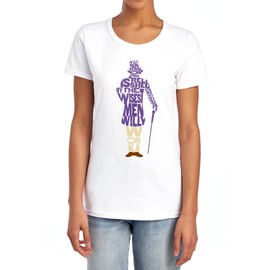 Willy Wonka and The Chocolate Factory Word Silhouette Women's T Shirt, White, Medium