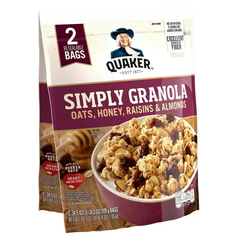 Quaker, Simply Granola, Oats, Honey, Raisins & Almonds 34.5 oz,