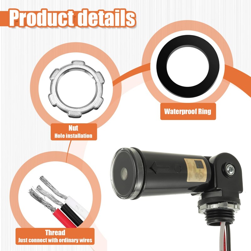 JAMHER 3 Pack 120-277V AC Photocell Light Sensor Light Control