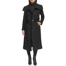 Kenneth Cole Women's Wool Coat, Belted Black, Large