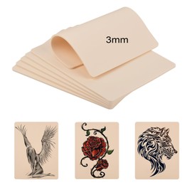 BUYGOO Kunsthaut Tattoo Übungshaut, 6 Stück Kunsthaut Tattoo 3mm, 14.2x18.2cm Tattoo Haut zum Üben, Fake Skin Tattoo, Silikon Tattoo Praxis Haut, Realistisch Tattoo Skin, für Anfänger Üben