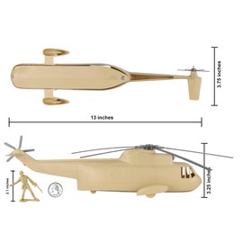 TimMee Plastic Army Men Helicopter Playset - Tan 26pc Made in USA