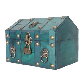 Treasure Chest Storage Box, Compact Exquisite Multipurpose Vintage Wooden Treasure Box with Combination Lock for Decorations (Green)