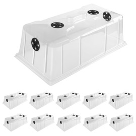 MIXC 10 Pack Humidity Dome 7" Tall Extra Strength, 1020 Growing Trays Cover, Propagation Seed Cloning Lid Vented for 10 x 20 Inch Flat Tray and Seed Starting Germination, Black