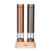 CBJAPAN Electric Mill, Salt & Pepper [Copper & Graphite Gray, Set of 2] Exclusive Wood Stand, For Rock Salt, Pepper, Spices, Adjustable Coarseness, Atomico