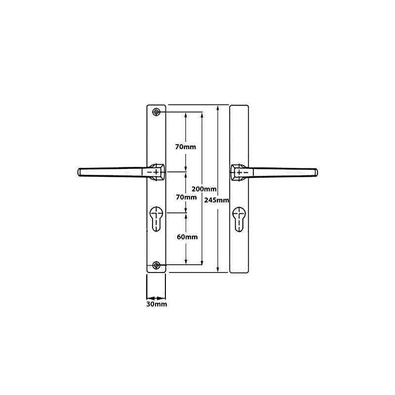 UPVC Door Handle Hoppe Ferco 70mm 70PZ 200mm Fixings Double