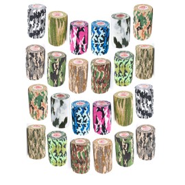 Prairie Horse Supply Vet Wrap Tape Bulk (Assorted Camo Colors) (24 Pack) (4 Inches Wide) Vet Rap Medical First Aid Tape Self Adhesive Adherent for Ankle Wrist Sprains and Swelling
