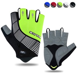 Souke Sports Cycling Gloves Half Finger Bicycle Gloves,Breathable Outdoor Bike Gloves For Men Women Fingerless Motorcycle Gloves Mountain Road Riding Gloves Anti-Slip,GREEN S