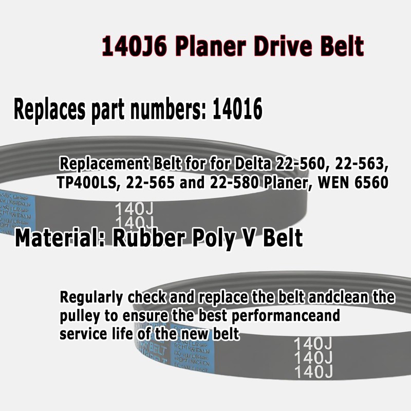 2pcs 140J6 Planer Drive Belt 5140055-59 Replacement V Belt for