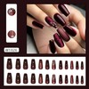 Red Press on Nails Medium Ballet Shaped Flower Fake Nails