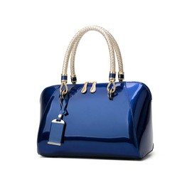 NICOLE & DORIS Fashion Handbags Women's Patent Leather Handbag Elegant Shoulder Bag Women Shoulder Bag Waterproof Women's Bag Wedding Clutch Wallet Shopping Party, blue, Unique