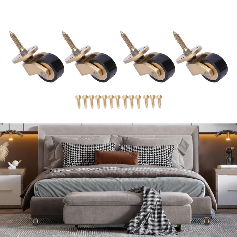 4 Pack Brass Swivel Caster Wheels-Loading 265lbs, 360 Degrees Universal