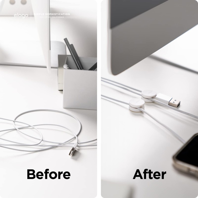 elago CABLE MANAGEMENT BUTTON ケーブルドロップ 収納ボタン 2ケーブル 同時収納可能 ケーブルクリップ 7個セット