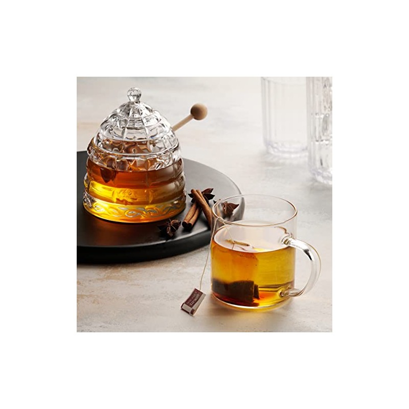 STUDIO SILVERSMITHS Crystal Honey Jar, Beehive Honey Dish