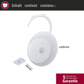 Paulmann 92492 LED Mobile Night Light Viby Round 0.7 Watt with Motion Sensor White Plastic 3000 K Warm White