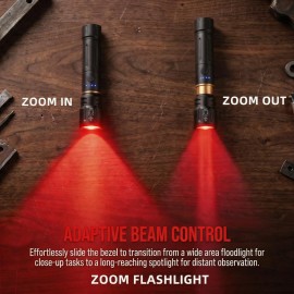 Toolzia Rechargeable Zoomable Red Light Flashlight