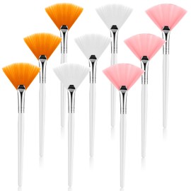 BOHUIZ 9PCS Facial Fan Mask Brushes, Face Mask Applicator Soft Makeup Brushes Esthetician, Flat Head Mask Acid Applicator Esthetician Brush for Women Girls Mud Clay Mask Makeup Peel