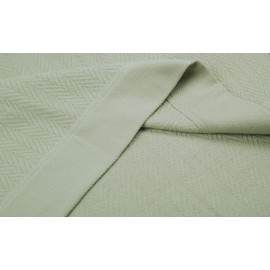 Threadmill 100% Pure Cotton, Luxury King Size Soft Sage Blanket - Herringbone Pattern, Lightweight, Soft & Cozy Premium Fall Blanket for All Seasons, 350GSM & 106x92 with Free Tote Bag