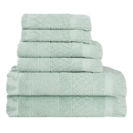 Superior Cotton 6 Piece Towel Set, Quick Dry, Bathroom Essentials, Shower, Spa, Luxury Plush Soft Absorbent Towels, Includes 2 Bath, 2 Hand, 2 Washcloth/Face Towels, Rolla Collection, Sage
