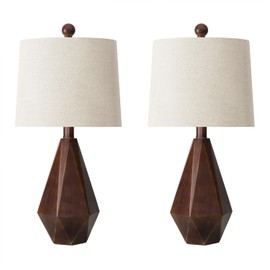 PoKat 20.25" Farmhouse Table Lamps Set of 2 for Night Stands, Vintage Bedside Lamps for Bedroom Living Room, Modern Bedroom Lamps for End Table, Suitable for Small Place, Antique Brown