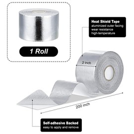 High-Temperature Heat Reflective Adhesive Backed Roll (2" x 16') - Silver Heat Shield Reflective Tape Wrap Roll, Insulation Tape Wrap for Car Intake Pipe, Engine Covers