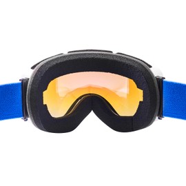 Black Crevice Ski Goggles with Cylindrical Lenses White/Blue Revo