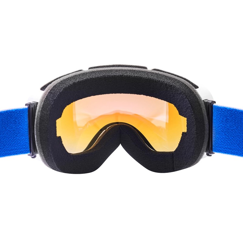 Black Crevice Ski Goggles with Cylindrical Lenses White/Blue Revo