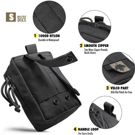 WYNEX 2 Pack Molle Pouches, Tactical EDC Utility Pouch Compact Water-Resistant, Organize Small Gear Gadget for Military Backpack