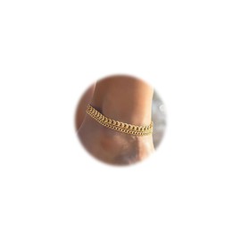 AstraGlam 14K Gold Plated Cuban Foot Chain Set for Women, 2-Piece Anklet, Stylish Gold Anklets for Women for Casual & Formal Occasions