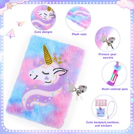 Yoosso 9Pcs Set Secret Diary for Girls,Gifts for 6/7/8 Year Old Diary Notebook Girls with Lock Secret Journal Kids Stationery Gifts Aged 6-13