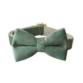 Love Dream Bowtie Dog Collar, Velvet Dog Collars with Detachable Bowtie Metal Buckle, Soft Comfortable Adjustable Bow Tie Collars for Small Medium Large Dogs (Medium, Mint Green)