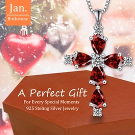 FULULAY Cross Necklace For Women,Sterling Silver Jesus Christian Religious January Birthstone Jewelry