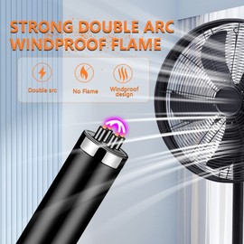 COMANYI - Encendedor de cocina largo para velas, encendedor eléctrico recargable por USB, con visualización de alimentación LED, sin llama, a prueba de viento, con cerradura de seguridad para velas, barbacoas, fuegos artificiales, camping (negro)