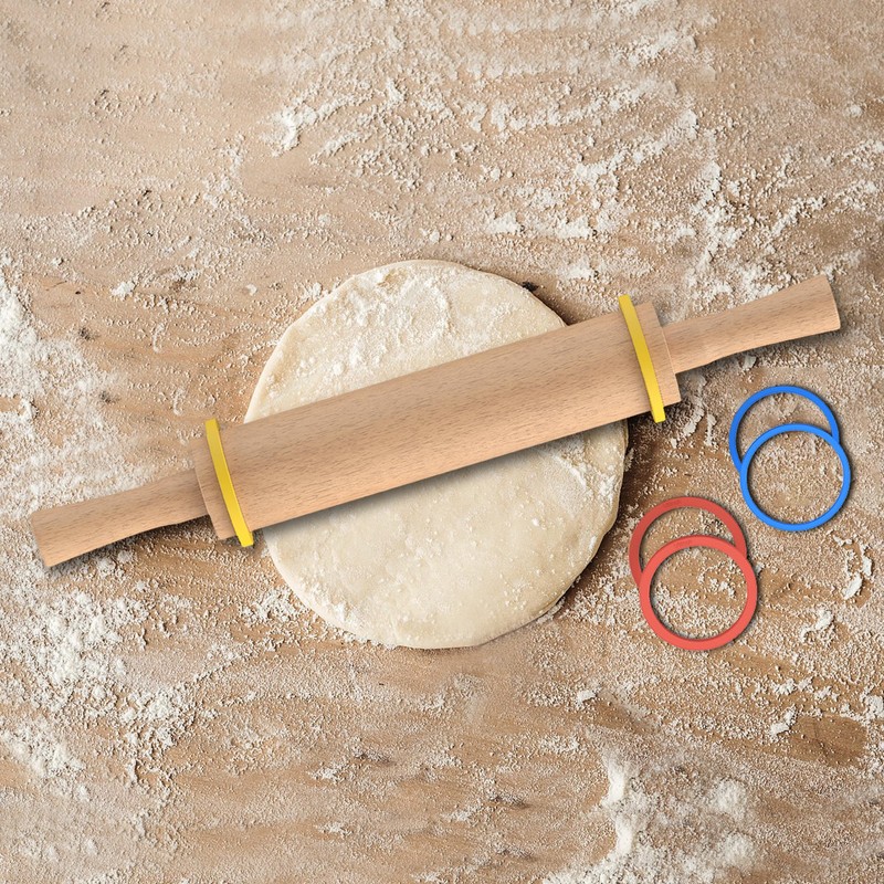 Mepple Classic Wooden Rolling Pin with Handle for Fondant, Pizza,