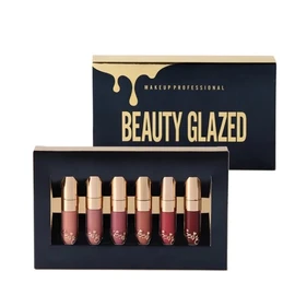 Lip Gloss Set of 6 Matte Lip Gloss Velvet Silky Smooth Natural Waterproof Durable Non-stick Cup Moisturizer Makeup Durable Liquid Lipstick Makeup Cosmetic (#01)