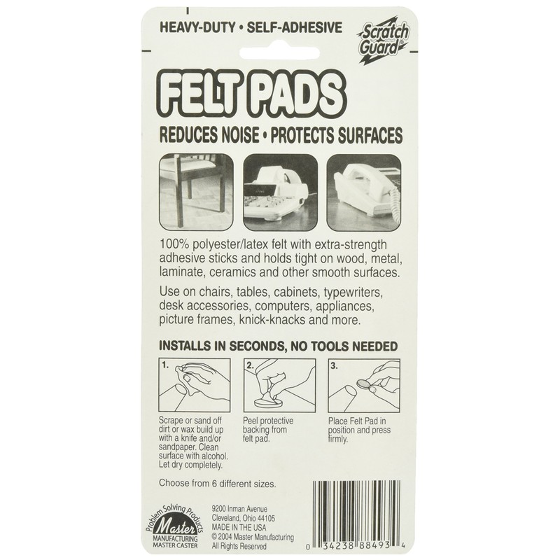Master Caster Scratch Guard Felt Pads,Beige