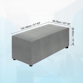 sourcing map Stretch Ottoman Cover Rectangular Oversized Square Ottoman Slipcover with Elastic for Foot Stool Living Room Bedroom Fit Length 130-160cm / 51"-63", X-Large, Light Gray