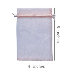 4x6 inch Organza Gifts Bags Drawstring for Travel Jewelry,Candy,50 Pc Blush Pink Sheer Fabric Clear Mesh Wrap Rope Satin Sachet for Baby Shower,Birthday,Christmas,Party Favors,Bridal Shower,Wedding