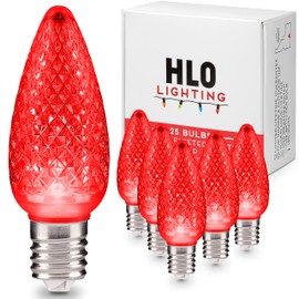 Holiday Lighting Outlet Faceted C9 Christmas Lights | Red LED Light Bulbs Holiday Decoration | Warm Christmas Decor for Indoor & Outdoor Use | 3 SMD LEDs in Each Light Bulb | Set of 25