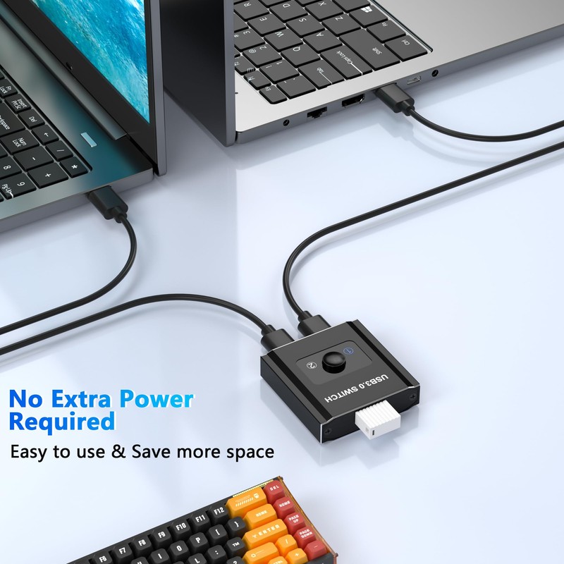 USB 3.0 Switch, Bi-Directional USB Switcher 2 in 1 Out/1