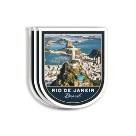 (3 Pcs 3X3) Rio De Janeiro Brazil Stickers - Rio De Janeiro Travel Sticker - Brazil Travel Gift - Rio De Janeiro Souvenir - Decals for Luggage - Suitcase - Scrapbook - Laptop - Water Bottle