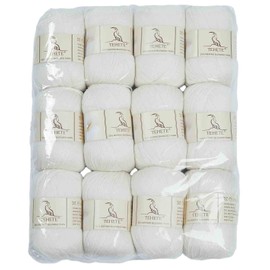 TEHETE Merino Wool 12X50g 3-Ply Soft Hand Knitting Crochet Yarn for Sweaters, Scarf, Leggings, Gloves, Socks (12 Balls, White)