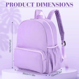 Cunno 2 Pcs Nylon Preppy Backpack Kids School Backpack for Toddler Girls Boys Plain Waterproof Bookbags for Student(Blue and Purple)