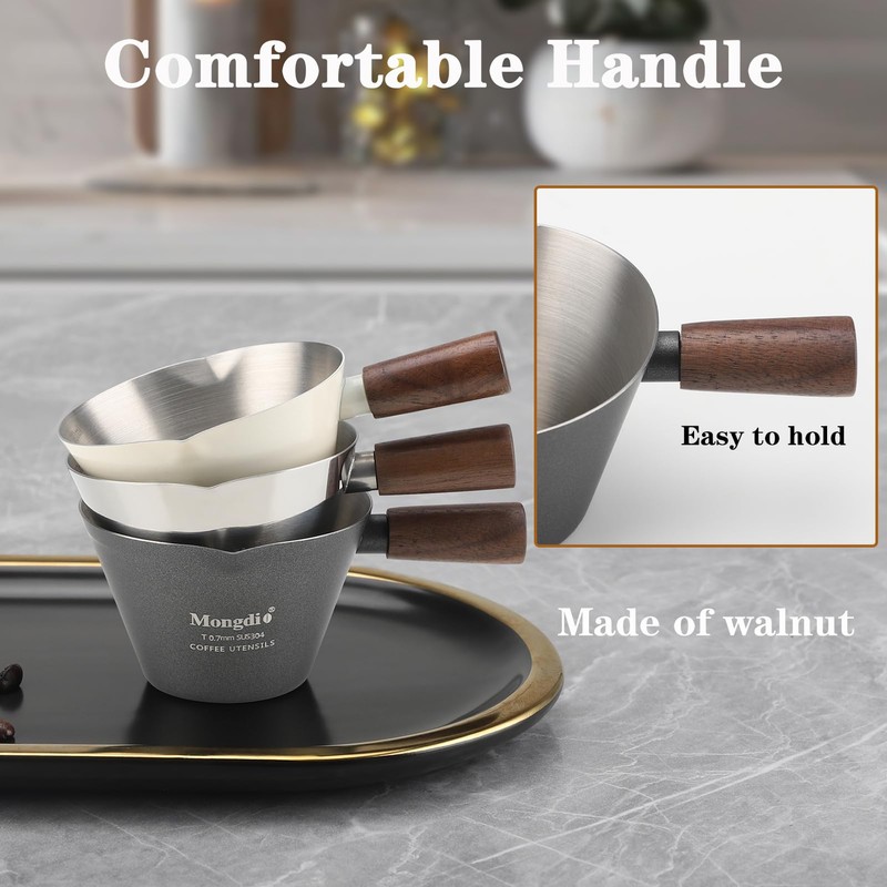 Mongdio Espresso Measuring Cup, Stainless Steel Espresso Shot Cups with